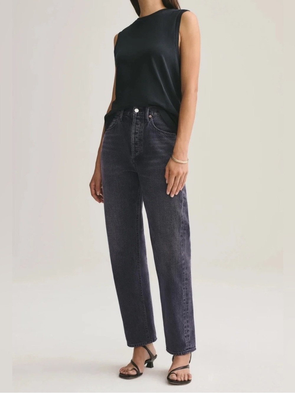 AGOLDE 90s Jean Size 26 Black High Rise Straight Leg Organic Cotton Denim